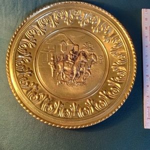 VTG Brass/Copper Stagecoach Wall Hanging Plate